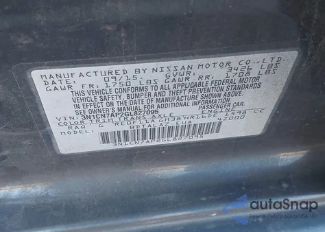 2016 Nissan Versa 1.6 S+ z USA, uszkodzony, nr VIN 3N1CN7AP2GL827095